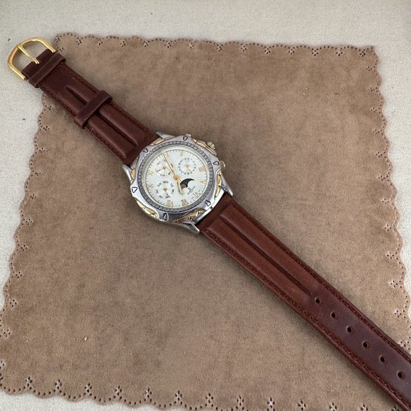 Vintage Berenger Moon Phase Watch Has 4 Sub Dials day date, month and Moon Phase - Picture 7 of 8